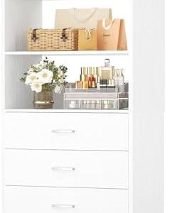 Aheaplus Closet Organizer System, 21.3" Wood Storage Unit with 4 Drawers, Modular Walk-in Closet Solution for Small Spac