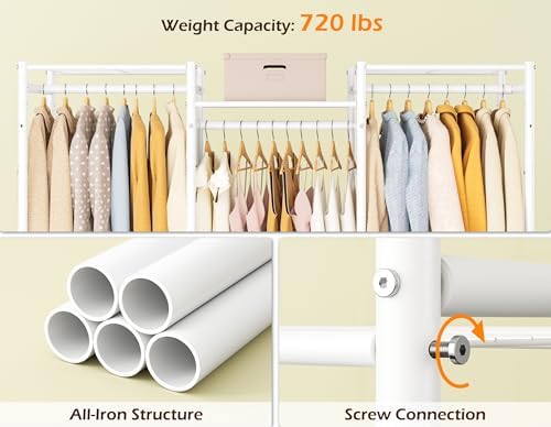 HOMIDEC Wardrobe Closet, 4 Hanging Spaces Portable Clothes Rack for Bedroom & Cloakroom, Free Standing Organizer with Du