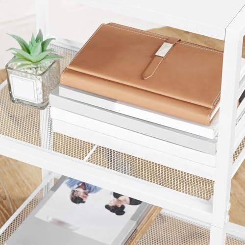 HOOBRO Industrial Printer Stand - 3-Tier Rolling Cart with Power Outlets & USB Ports - Mobile Home Office Printer Table