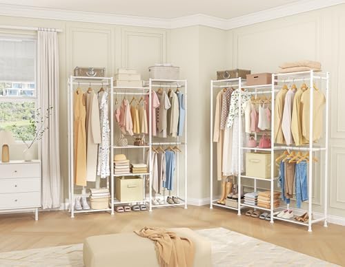 HOMIDEC Wardrobe Closet, 4 Hanging Spaces Portable Clothes Rack for Bedroom & Cloakroom, Free Standing Organizer with Du