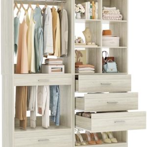 Homieasy Closet System Organizer | 2 Sets Wardrobe with 4 Drawers | Freestanding Storage Solution for Bedrooms & Walk-in