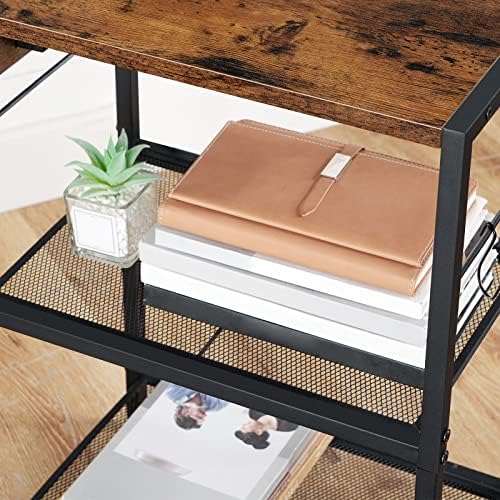 HOOBRO Industrial Printer Stand - 3-Tier Rolling Cart with Power Outlets & USB Ports - Mobile Home Office Printer Table