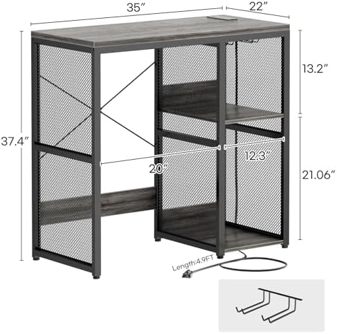 Homieasy Mini Fridge Bar Cabinet with Power Outlet – Coffee Bar Stand with Microwave Shelf & Wine Rack for Kitchen, Dorm