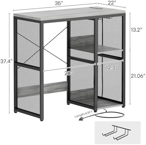 Homieasy Mini Fridge Bar Cabinet with Power Outlet – Coffee Bar Stand with Microwave Shelf & Wine Rack for Kitchen, Dorm