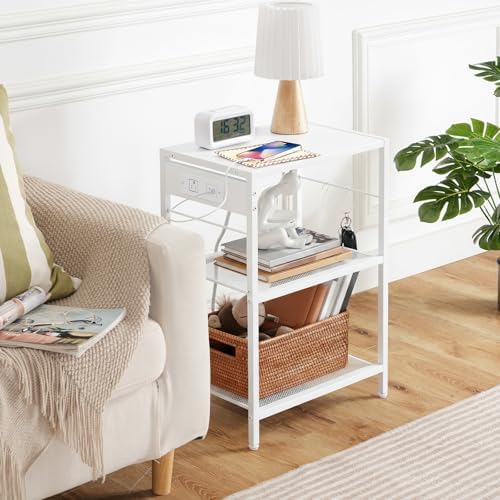 HOOBRO Industrial Printer Stand - 3-Tier Rolling Cart with Power Outlets & USB Ports - Mobile Home Office Printer Table