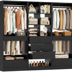 Homieasy Closet System Organizer - 3 Sets with 5 Drawers, 2 Pants Racks & 2 Hanging Rods - Freestanding Storage Solution