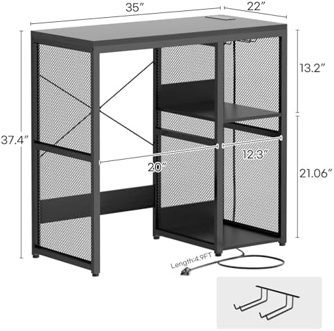 Homieasy Mini Fridge Bar Cabinet with Power Outlet – Coffee Bar Stand with Microwave Shelf & Wine Rack for Kitchen, Dorm