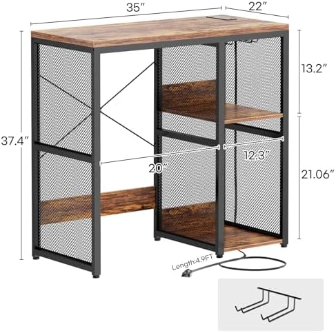Homieasy Mini Fridge Bar Cabinet with Power Outlet – Coffee Bar Stand with Microwave Shelf & Wine Rack for Kitchen, Dorm